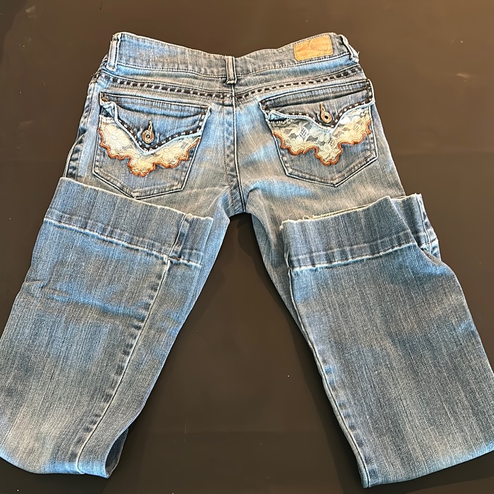 Tyte Retro Jeans Blue Boot Cut Classic Denim With lace embellishments